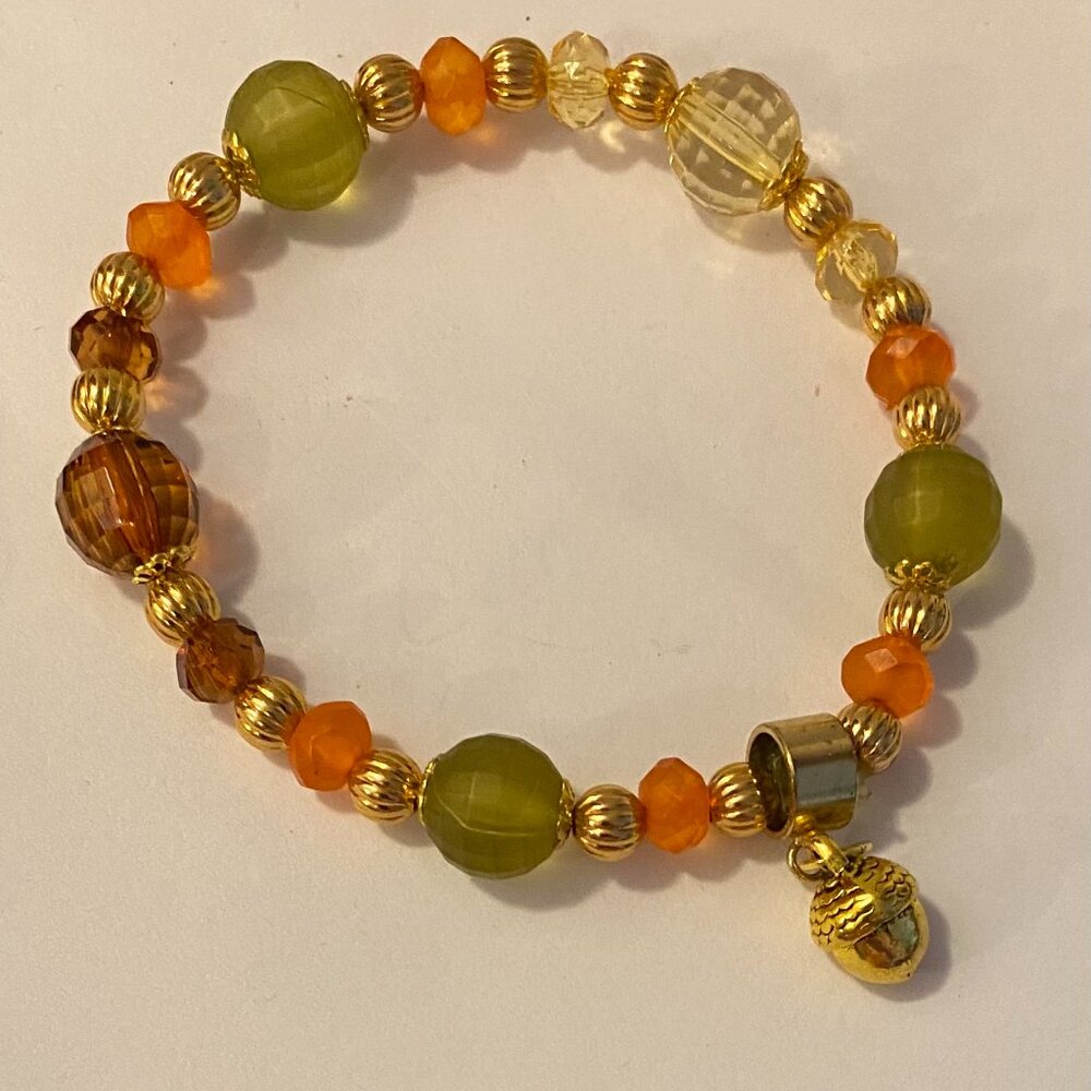 NEW colourful bracelet with acorn charm